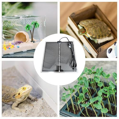 Reptile Heating Pad - 15x14cm Electric Waterproof Under Tank Heater,Spider Snake Aquarium Heating Pad,for Pets, Small Animals, Seedling, Plants, Lizard, Frogs