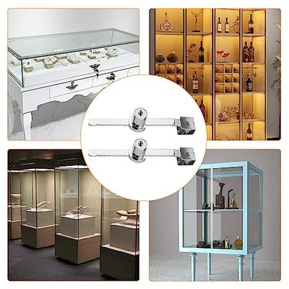 2 Pack Sliding Glass Door with Key,Ratchet Lock with Chrome Finish,Display Case Locks Showcase Lock,Security Showcase Display Door Lock with Key,Cabinet Doors Lock,Keyed Alike