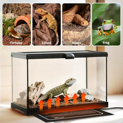 Reptile Heat Pad, 18x8 Inches, Adjustable Temperature Control, 24W, for 50-60 Gallon Tanks (L, with Adjust Knob) - size: L