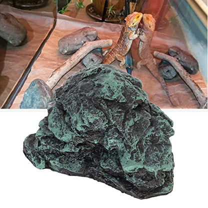 Reptile Rock Hide Cave Resin 8.5x8x4cm for Small Lizards Turtles, Natural Simulation Shelter for Crab Amphibian, 3.3x3.1x1.6in Terrarium Tank Decor