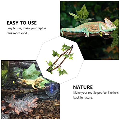 POPETPOP 2PCS Reptile Vines for Terrarium Flexible Simulation Plants Suction Cups Habitat Decor for Lizards Snakes and Gecko Climbing