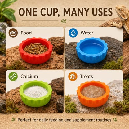 Meow&Woof Crested Gecko Feeding Cups, 6 Pack Small Silicone Reptile Food and Water Cups, 0.2 oz Gecko Food Dish for Crested Gecko, Leopard Gecko, Tarantula, Isopods and Hermit Crabs - color: 6 pack