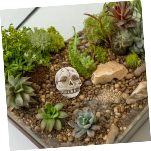 Luxshiny 20pcs Resin Skull Figurines Miniature Skull Aquarium Decor for Garden Flower Pot and Terrarium Halloween Outdoor Tabletop Decoration