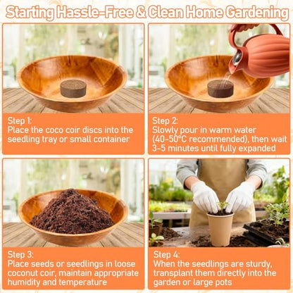 Legigo 50 PCS 50mm Coco Coir Pellets Potting Soil Mix- Compressed Coconut Coir Discs Seed Starting Soil Pellets, Coco Peat Soil Pods for Indoor & Outdoor Plants, Gardening Herbs Bonsai and Vegetables - color: 50mm