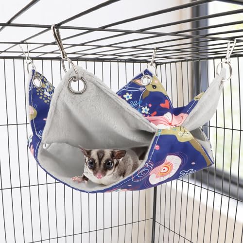 Wontee Bird Double Hammock Warm Nest Bed for Parrot Budgie Parakeet Cockatiel Conure Lovebird Hamster Rat Mice Chinchinlla (S) - size: S