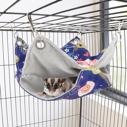 Wontee Bird Double Hammock Warm Nest Bed for Parrot Budgie Parakeet Cockatiel Conure Lovebird Hamster Rat Mice Chinchinlla (S) - size: S