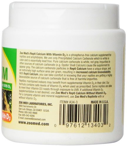 Zoo Med 6 Pack of Calcium with Vitamin D3 Reptile Supplement, 3 Ounces Each