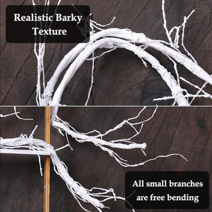 118inch Long Bendable White Grapevine Garland Artificial Tree Branches Fake Cherry Blossom Twigs Grape Flore Vines Wall Hanging Wreath Reptile Climbing For Door Christmas Swing Arch Decoration (Small) - size: ['Small']