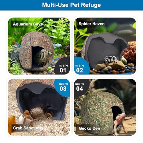 3rd-Gen Magnetic Aquarium Cave, Realistic Magnetic Rocks Fish Tank Decor with Strong Magnet, Resin Pleco Hideout for Betta, Cichlid and Shrimp, Easy Viewing Shelter for Small Fish and Reptiles