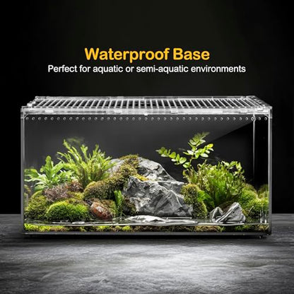 Reptile PC Tank,Escape Proof Magnetic Lid Tarantula Enclosure Small | Easy Clean Seamless Base Hermit Crab Habitat,Stackable Isopod Terrarium,Cross Ventilation Spider Starter Cage,Frog Container - size: S(7.8x5.9x3.9 IN)