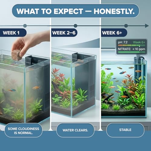 EcoBio-Block Natural Volcanic Rock for Aquarium Water Clarity & Balance — Low-Maintenance Alternative to Weekly Additives — for Freshwater Fish, Turtles, Shrimp & Frogs (Nano, 0.8-1.5 gal) - size: 1 Pack, style: Nano