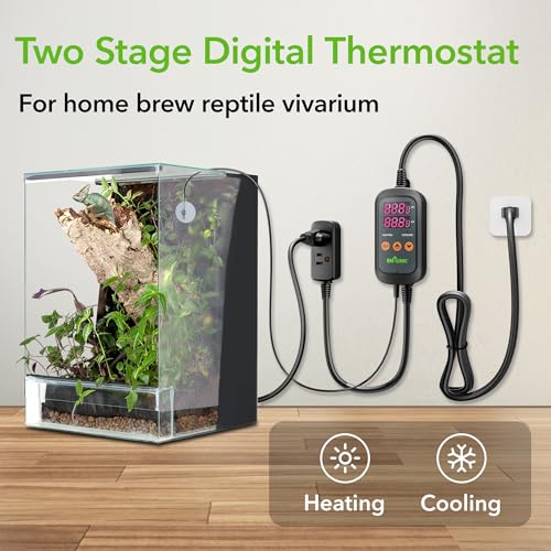 BN-LINK Digital Temperature Controller Thermostat Outlet with Heating Cooling Mode, 2-Stage Outlet Thermostat Controller Plug for Reptiles Aquarium Carboy Homebrew Breeding Fermenter Seed Germination - style: T10
