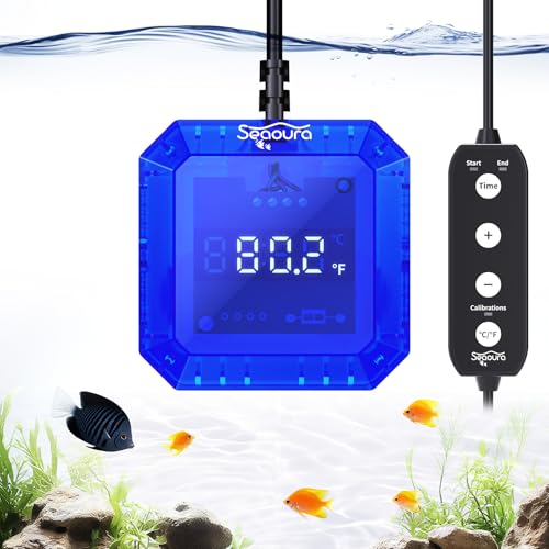 Aquarium Thermometer Submersible, Digital Fish Tank Thermometers with USB for GlassTank, Aquariums Temperature Gauge ±1℉ Accurate, Suitable for Fish, Turtle, Saltwater or Freshwater, 6.56ft Power Cord - color: Blue