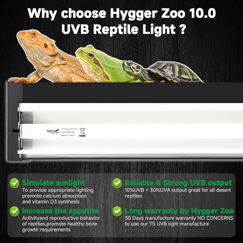 T5 UVB Reptile Light Fixture Upgrade Square HO UVB Bulb Lighting Combo Kit 10.0 UVB Light for Reptiles Terrarium Fluorescent 24W Reptile Light Bar UVA UVB Desert Lamp for Bearded Dragon Turtle Tank - size: 24W 22IN