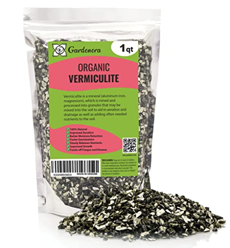 Horticultural Organic Vermiculite by GARDENERA - (Made in Ukraine) - Medium Grade - Natural Soil Additive for Potted Plants, Orchids, Hydroponics, Terrariums (1 Quart) - color: VERMICULITE, size: 1 Quart
