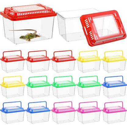 LemonRoad 25 Pcs Plastic Reptile Terrariums Carrier Cage Enclosure Snake Breeding Box Hatching Container Fish Tank with Ventilated Lid for Tarantula Spider Turtle Lizard (Classic,5.1x3.5x3.5 Inch) - color: Classic, size: 5.1x3.5x3.5 Inch