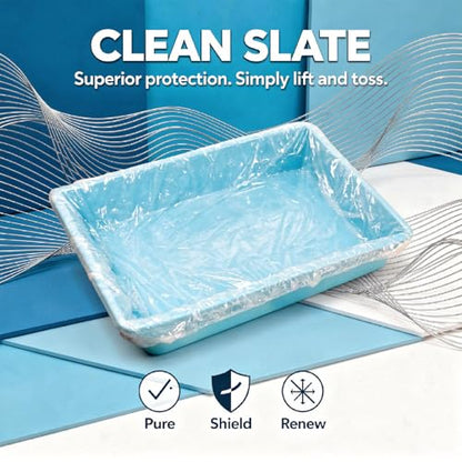 50 Pcs Disposable Pet Tray Liners, Waterproof Cage Waste Pan Bags with Elastic Opening, Easy Clean Up for Small Animals, Rabbit, Cat, Dog, Bird Litter Boxes, Fits 13.8 x 9.8 in Trays