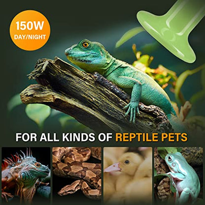 Simple Deluxe 150W Mini Ceramic Heat Emitter Reptile Heat Lamp Bulb No Light Emitting Brooder Coop Heater for Amphibian Pet & Incubating Chicken, 2 Pack, Green - color: Green, style: 150W