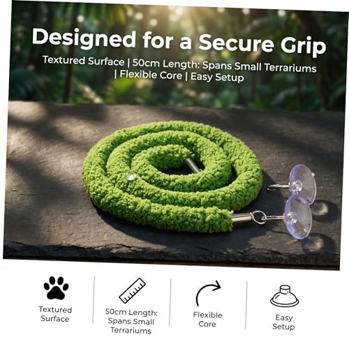 Reptile Climbing Vine Rope with Suction Cups, 50cm Faux Vine for Terrarium Environment Decoration, Bendable Artificial Plant Climbing Accessory for Snakes and Lizards