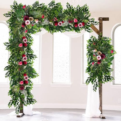 XONOR Artificial Greenery Leaves Stems, 10 Bundles Faux Silk Green Leaf Garland Branches Hanging Greenery Spray for Wedding Bouquet, Arch, Table Centerpieces and Home Decor (10Bundles, Green)