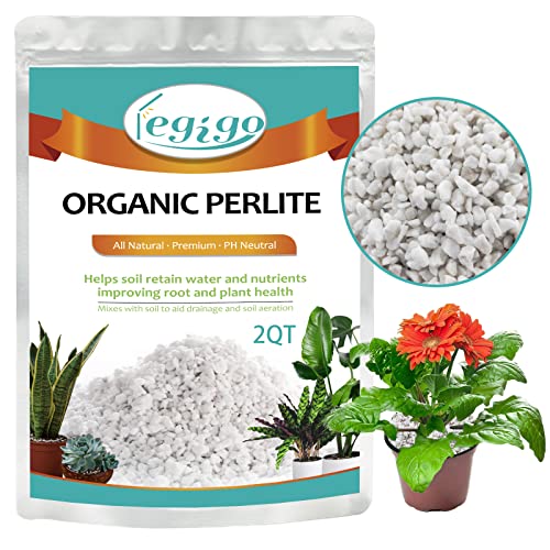 Legigo 2 QT Organic Horticultural Perlite & 2 QT Horticultural Charcoal, Natural Soil Amendment for Superior Drainage, Aeration, and Healthy Root Systems in Indoor Plants, Orchids, Terrariums & Pottin