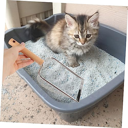 Happyyami Cat Litter Scoop Wooden Handle Stainless Steel Reptile Litter Shovel for Cleaning Turtles Lizards Frogs More Ergonomic Design Fine Mesh for Easy Waste Removal