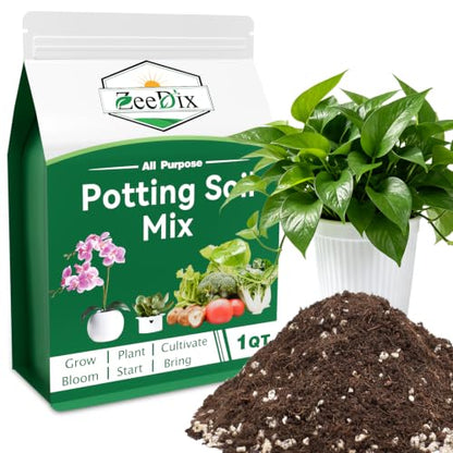 ZeeDix 1QT Tropical Potting Mix for Plants | Perlite Coco Coir Vermiculite Peat Moss, Balanced Aeration Drainage & Moisture Retention, Beginner Friendly - color: Potting Soil Mix, size: 1 qt