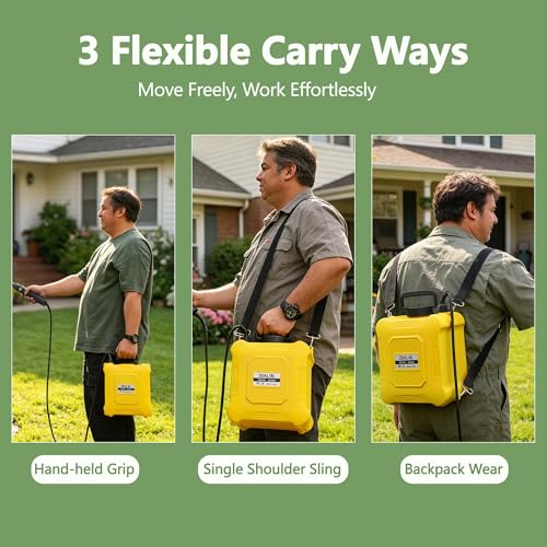 Upgraded 2-Gallon Battery Sprayer Used for Fertilizer, Pesticides, Weeds & Pests, – USB Charging, 6 Nozzles, 2 Speeds, Retractable Wand, Adjustable Shoulder Strap (Yellow) - color: Yellow
