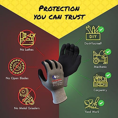 Quest Protective Apparel Cut Resistant Work Gloves (ANSI A1) – Lightweight Gloves for Gardening, DIY, Mechanical & General Handling – Breathable Grip Gloves for Men & Women – Large, Pack of 3 - size: Large, style: Pack of 3
