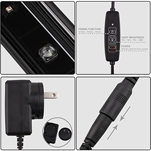 Aiicioo Reptile LED UVB Light - LED Terrarium Light with 3 Timing Function UVB Lamp UVB Bulb 4-Level Brightness Adjustable Lighting for Bearded Dragon Turtle Lizard (watts, 4)