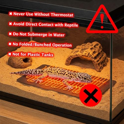 Reptile Heat Pad, 8" X 12" 16W, Heating Pad for Reptile Tank, Lizard, Snake, Bearded Dragon, Hermit Crab, Leopard Geckos Terrarium Heating Mat, Safe & Durable Heat Pad for Reptiles - size: 16W Reptile Heat Pad
