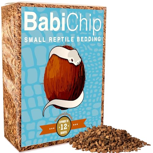 BabiChip Coconut Chip Substrate for Reptiles 12 Quart Loose Small Sized Coco Husk Chip Bedding for Ball Pythons, Other Snakes, Tortoises, Geckos, Frogs, or Lizard Terrarium Tanks - size: 12 Quart