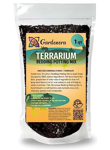Gardenera Terrarium Bedding - Premium Blend of Coco Coir, Charcoal, Pumice, and Vermiculite for Vibrant Terrariums - 1 Quart - size: 1 Quart Bag, style: Terrarium Bedding