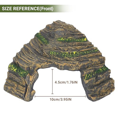 Reptile Hideout Cave with Textured Top for Natural Shedding Aid | Non-toxic resin habitat decor, fits terrariums to reduce pet stress. Sized 6.3x6.3x4.06 in for geckos & spiders.