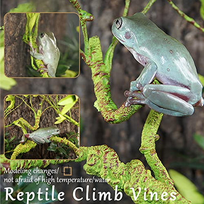 Hamiledyi Reptile Plants Bendable Jungle Climbing Vine Terrarium Branch and Large Driftwood for Reptile Tank 11-16" Natural Bearded Dragon Wood for Ball Python Gecko Lizard Chameleon Iguana