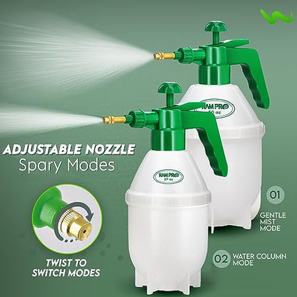 Garden Pump Sprayer, Handheld Bottle Mist Water Sprayer, Hand Pressure Home Cleaning Plant Lawn Sprayer w/ Safety Valve & Adjustable Bronze Nozzle, 1 Liter/1 QT/.26 Gallon/34 Ounces/1000 ml –By Rampro - size: 27oz