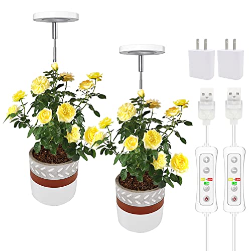 yadoker Plant Grow Light, LED Growing Light Full Spectrum for Indoor Plants,Height Adjustable, Automatic Timer, 5V Low Safe Voltage,Idea for Small Plant Light… - color: 3.4 inch Warm White, size: 2 Pack