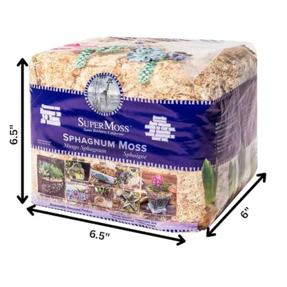 SuperMoss (22325) Orchid Sphagnum Moss Dried, Natural, 1 Pound Mini Bale - size: 1.1 lbs, style: Mini Bale