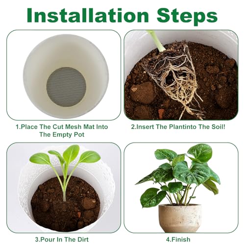 15 Pcs Flower Pot Hole Mesh Pad, 11.8 x 7.8 Inch Bosai Plant Mesh Drainage Screen Prevent Soil Loss Meshs DIY Drainage Netting Pot Bottom Grid for Gardening