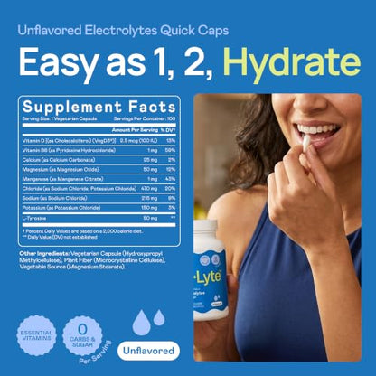 Hi-Lyte Unflavored Electrolyte Capsules - Hydration Support Supplement Tablets - Sodium, Potassium, Magnesium - 100 Servings - style: Unflavored - 100 Servings