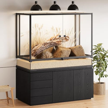 Erinnyees 74 Gallon Reptile Terrarium with Top Screen Ventilation, Snake Habitat with Heating Pad Space, Front Opening Reptile Vivarium with Sliding Cable Outlet for Leopard Geckos, Turtles, Snakes - size: 74 Gallon