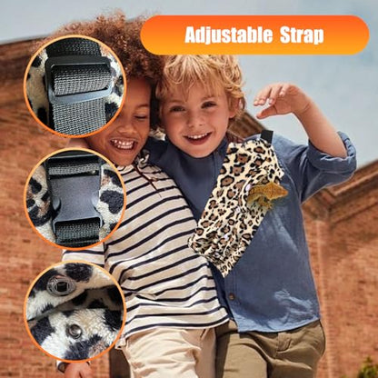 Portable Bearded Dragon Backpack Carrier with Leash and Harness Set, Beardie Carrier, Lizard Adjustable Harness with Leather Wings and Sling Bag, Reptile Small Pet Travel Cage - color: Black