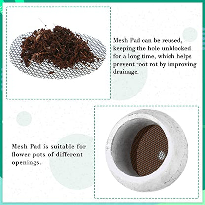 Shappy 200 Pcs Mesh for Plant Pot Drainage Screen 2 Inch 4 Inch Drainage Mesh Round Flower Pot Hole Grid Screen Cover Pad Bonsai Bottom Grid Mat Gardening Reusable Essentials for Prevent Soil Loss