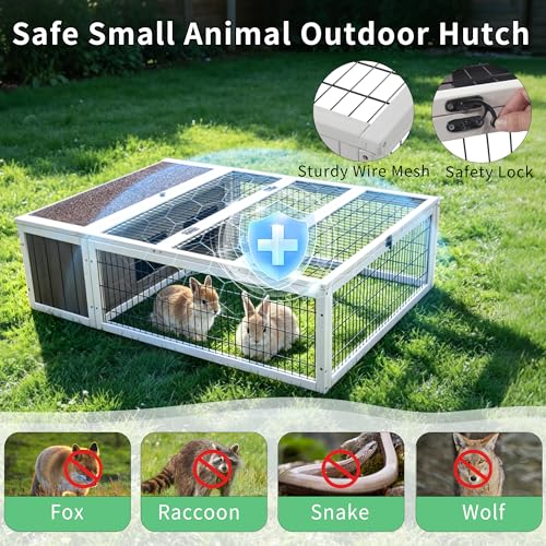 Tortoise House Habitat Wooden, Chicken Coop with Run Rabbit Hutch Small Animal Hutch Enclosure Indoor/Outdoor-Grey + White Trim - color: Grey&White Trim-1
