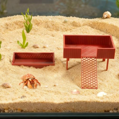 Hermit Crab Water Bowl with Climbing Platform, Rest Platform for Hermit Crab, Reptile Habitat Toy Decoration Accessories