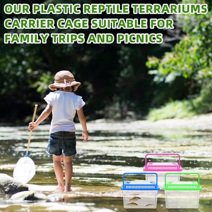 LemonRoad 25 Pcs Plastic Reptile Terrariums Carrier Cage Enclosure Snake Breeding Box Hatching Container Transparent Fish Tank with Ventilated Lid for Tarantula Spider Turtle Lizard (5.1x3.5x3.5 Inch)