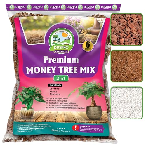 DUSPRO Money Tree Soil Indoor, Premium Coco Coir Perlite Mix and Pine Bark for Money Tree, Ideal Money Tree Soil for Healthy Growth and Nourishment (6 Quarts) - color: Money Tree Potting Mix, size: 6 Quarts