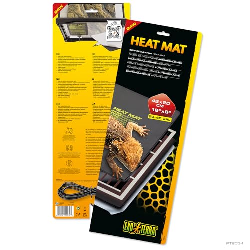 Exo Terra Heat Mat – Self-Regulating Reptile Heating Pad for Terrariums, Conductive Source for Reptiles & Amphibians, Fast Warm-Up, Safe & Energy Efficient, Even Distribution 24W