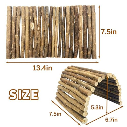 BNOSDM 2PCS Reptile Hideout Wooden Bridge 7.5"x13.4" Lizard Hide Caves Bearded Dragon Habitat Accessories for Gecko Snake Frog Chameleon Iguana Tortoise