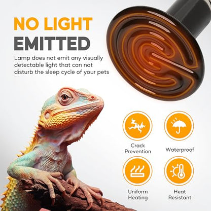 HealSmart 100W Reptile Heat Lamp Ceramic Heat Emitter, No Light Emitting Heat Bulbs, Suitable for Snake/Lizard/Spider, Plant Growth and Incubating Chicken, 4-Pack - size: 100W, style: 4 Pack
